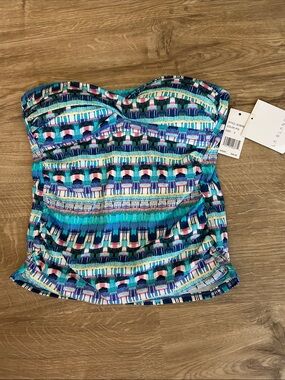 La Blanca Multicolor Strapless Tankini Top - Teal, Navy, Pink